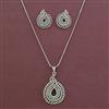American Diamond Classic Pendant Set with Rhodium Plating
