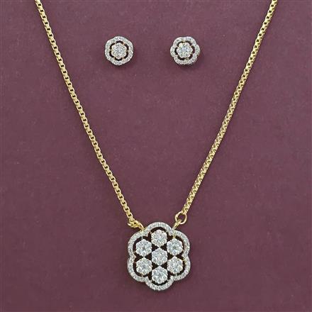 American Diamond Classic Pendant Set with Rhodium Plating 2 Tone Plating