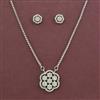 American Diamond Classic Pendant Set with Rhodium Plating 2 Tone Plating