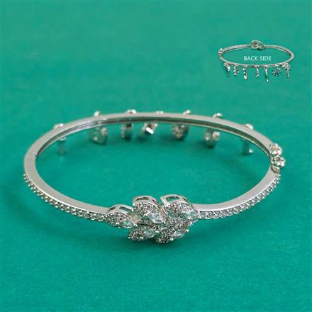 American Diamond Openable kada with Rhodium Plating 2 Tone Plating