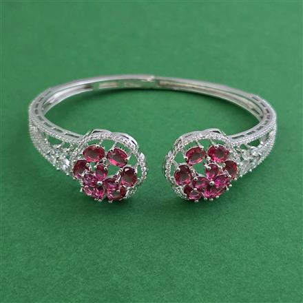 American Diamond Openable kada with Rhodium Plating
