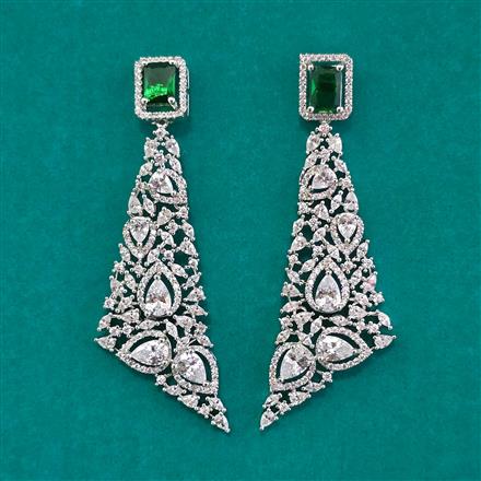 American Diamond Classic Earring with Rhodium Plating