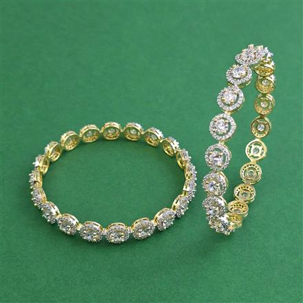 American Diamond 2 Pc Classic Bangles with 2 Tone Plating