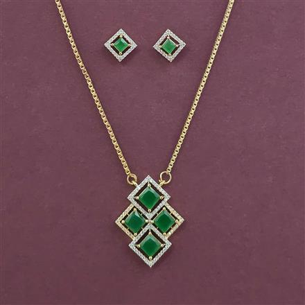 American Diamond Classic Pendant Set with 2 Tone Plating