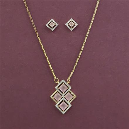 American Diamond Classic Pendant Set with 2 Tone Plating