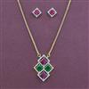 American Diamond Classic Pendant Set with 2 Tone Plating