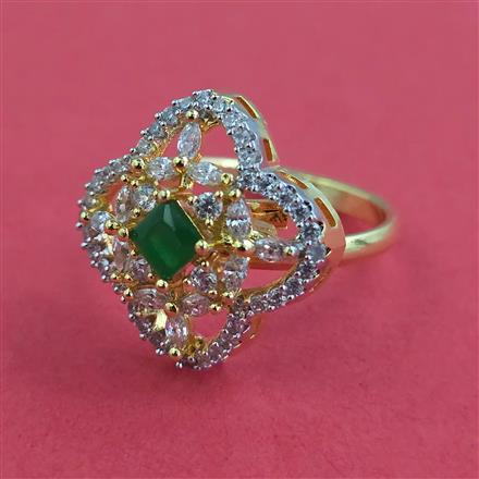 American Diamond Adjustable Ring with 2 Tone Plating
