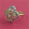 American Diamond Adjustable Ring with 2 Tone Plating