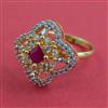 American Diamond Adjustable Ring with 2 Tone Plating