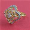 American Diamond Adjustable Ring with 2 Tone Plating