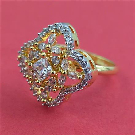 American Diamond Adjustable Ring with 2 Tone Plating