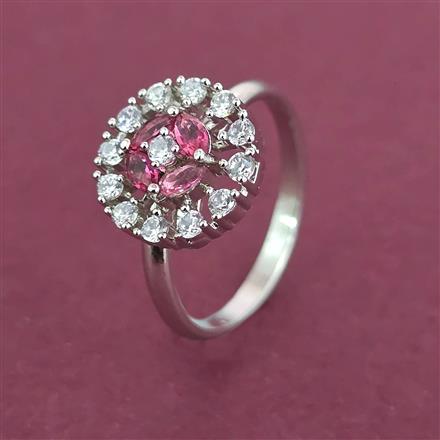 American Diamond Delicate Ring with Rhodium Plating