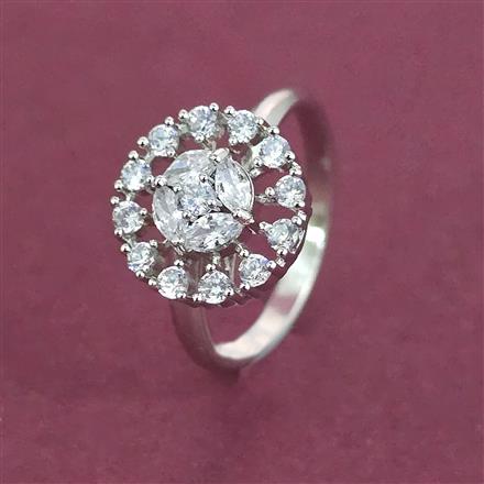 American Diamond Delicate Ring with Rhodium Plating