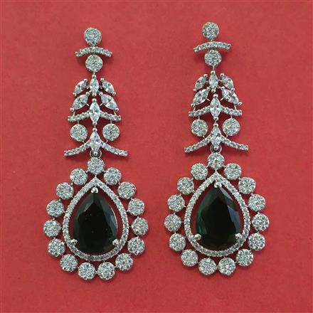 American Diamond Classic Earring with Rhodium Plating
