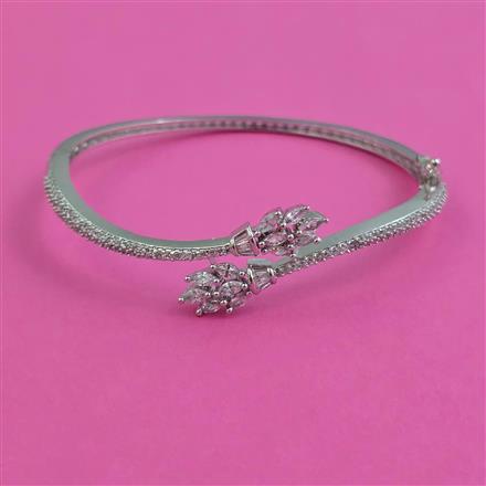 American Diamond Openable kada with Rhodium Plating 2 Tone Plating Mehndi Plating