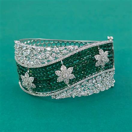 American Diamond Broad Kada with Rhodium Plating