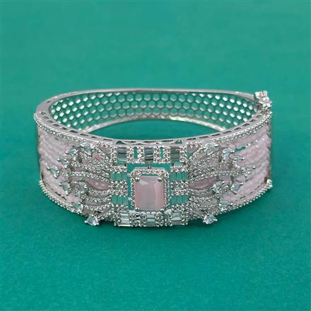 American Diamond Broad Kada with Rhodium Plating