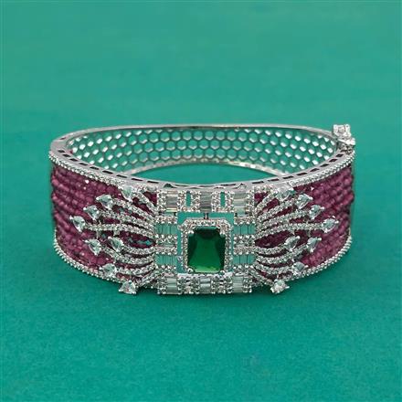 American Diamond Broad Kada with Rhodium Plating
