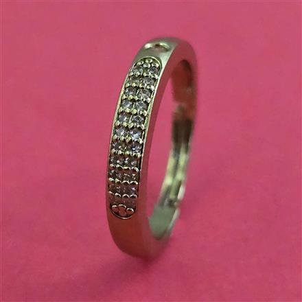 American Diamond Delicate Ring with Rhodium Plating 2 Tone Plating Mehndi Plating