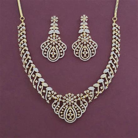 American Diamond Classic Necklace with 2 Tone Plating