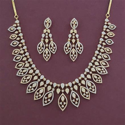 American Diamond Classic Necklace with 2 Tone Plating