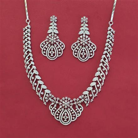 American Diamond Classic Necklace with Rhodium Plating