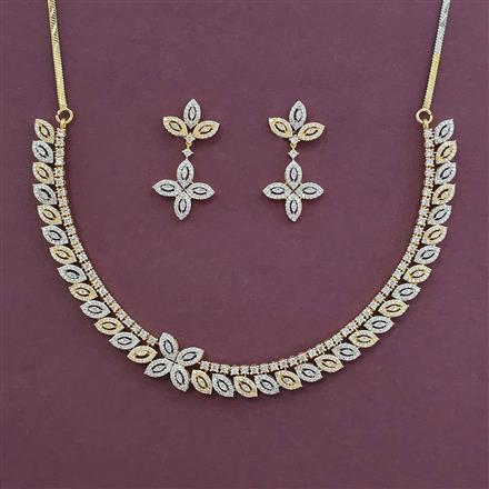 American Diamond Classic Necklace with Rhodium Plating 2 Tone Plating