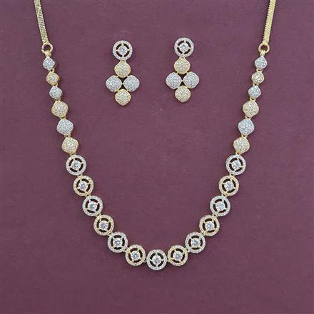 American Diamond Classic Necklace with Rhodium Plating 2 Tone Plating