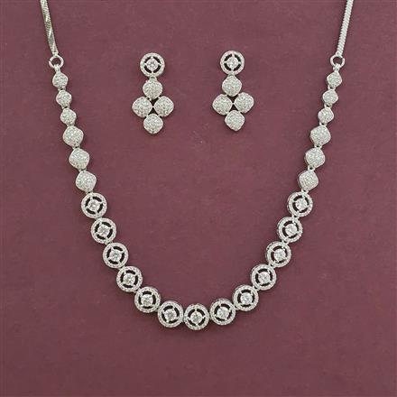American Diamond Classic Necklace with Rhodium Plating 2 Tone Plating