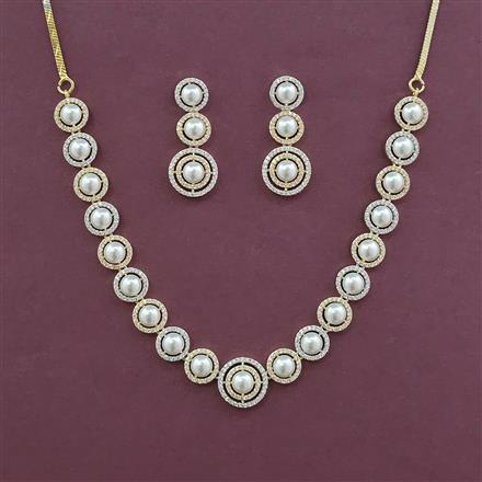 American Diamond Classic Necklace with Rhodium Plating 2 Tone Plating