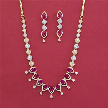 American Diamond Classic Necklace with 2 Tone Plating