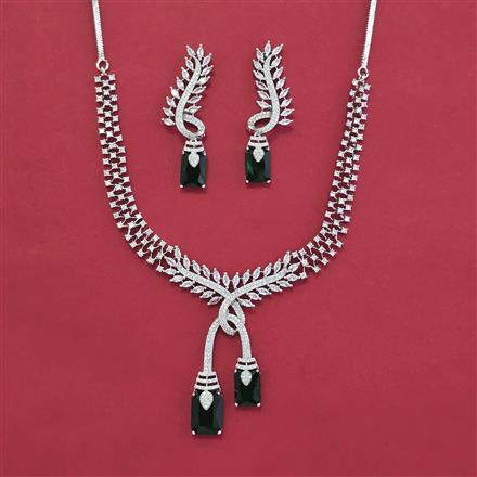 American Diamond Classic Necklace with Rhodium Plating