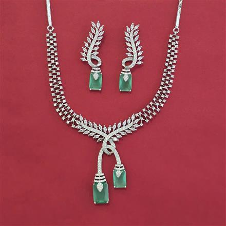 American Diamond Classic Necklace with Rhodium Plating