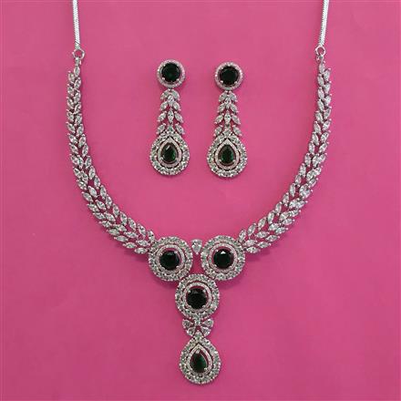 American Diamond Classic Necklace with Rhodium Plating