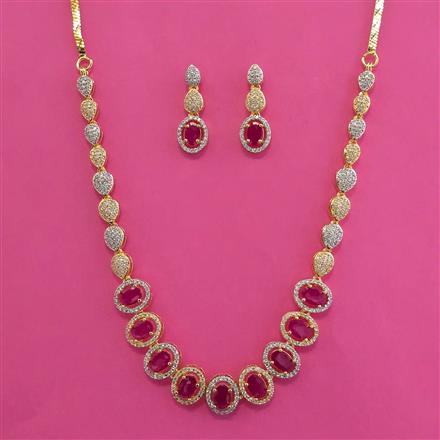 American Diamond Classic Necklace with 2 Tone Plating