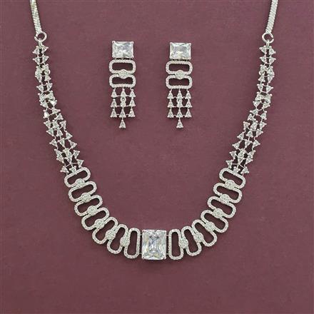 American Diamond Classic Necklace with Rhodium Plating