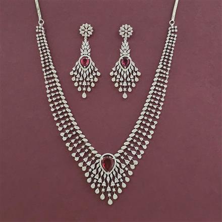 American Diamond Classic Necklace with Rhodium Plating