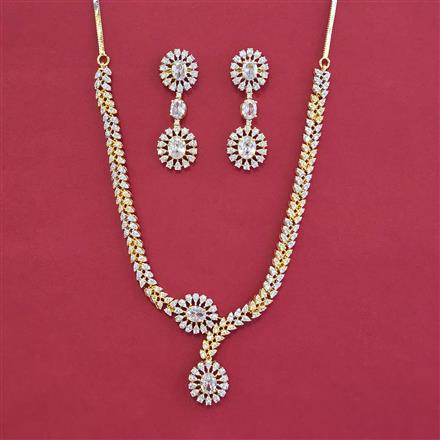 American Diamond Classic Necklace with 2 Tone Plating