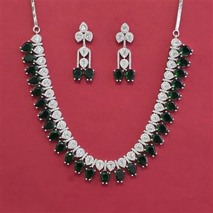 American Diamond Classic Necklace with Rhodium Plating