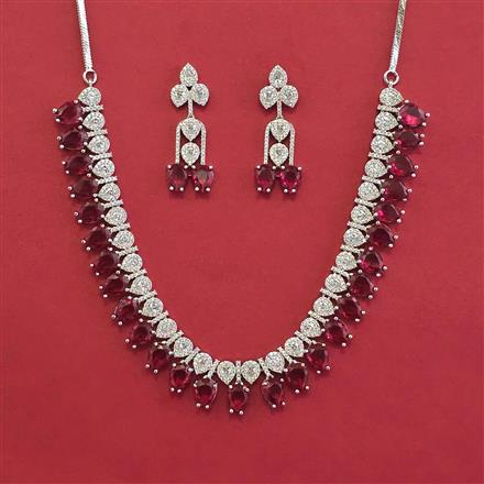 American Diamond Classic Necklace with Rhodium Plating