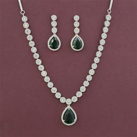 American Diamond Classic Necklace with Rhodium Plating