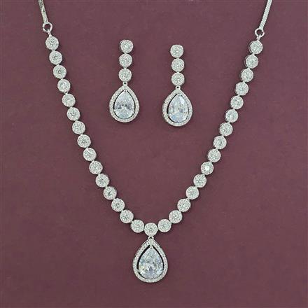 American Diamond Classic Necklace with Rhodium Plating