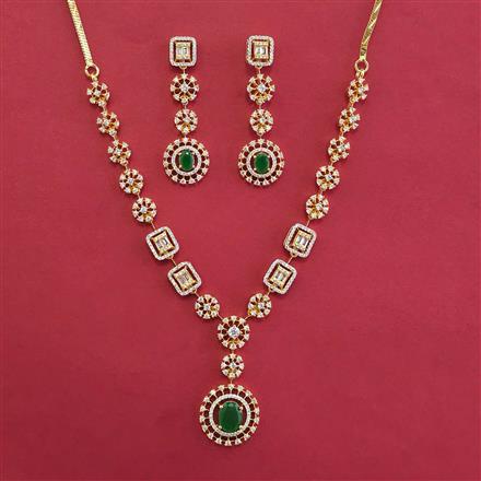 American Diamond Classic Necklace with 2 Tone Plating