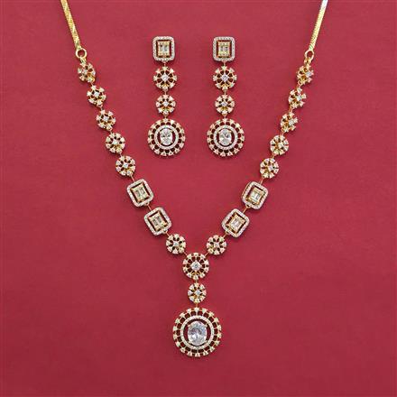 American Diamond Classic Necklace with 2 Tone Plating