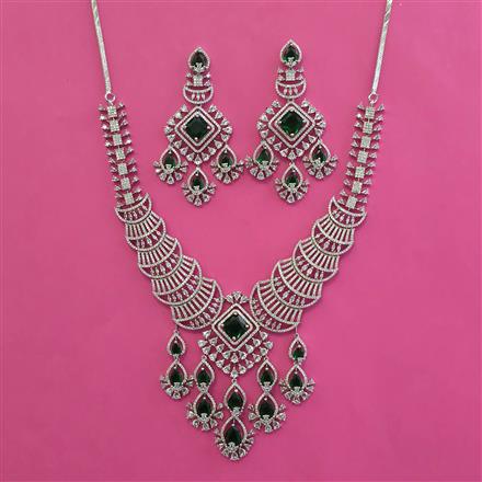American Diamond Classic Necklace with Rhodium Plating
