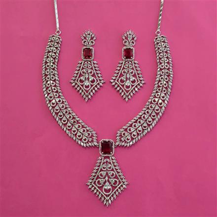 American Diamond Classic Necklace with Rhodium Plating