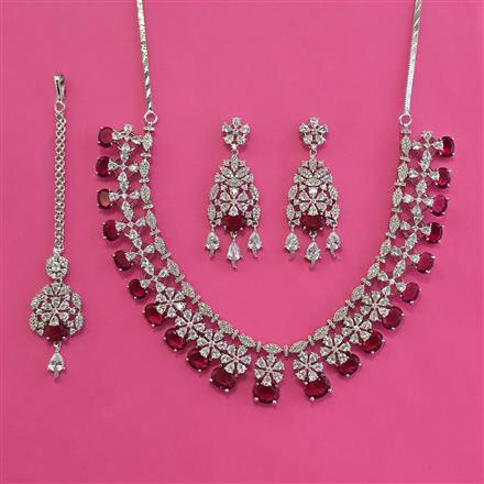 American Diamond Classic Necklace with Rhodium Plating
