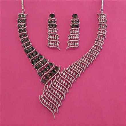 American Diamond Classic Necklace with Rhodium Plating