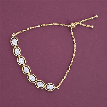 American Diamond Adjustable Bracelet with Rhodium Plating 2 Tone Plating Mehndi Plating