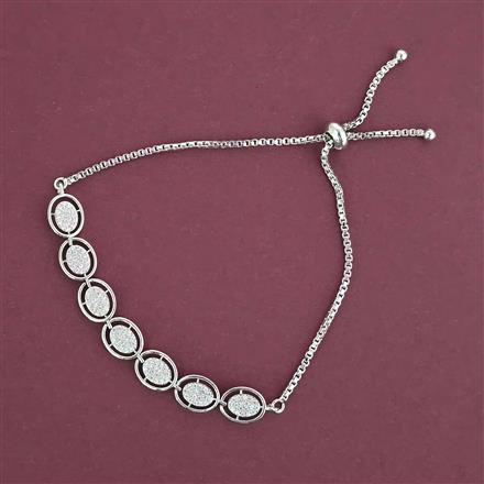 American Diamond Adjustable Bracelet with Rhodium Plating 2 Tone Plating Mehndi Plating